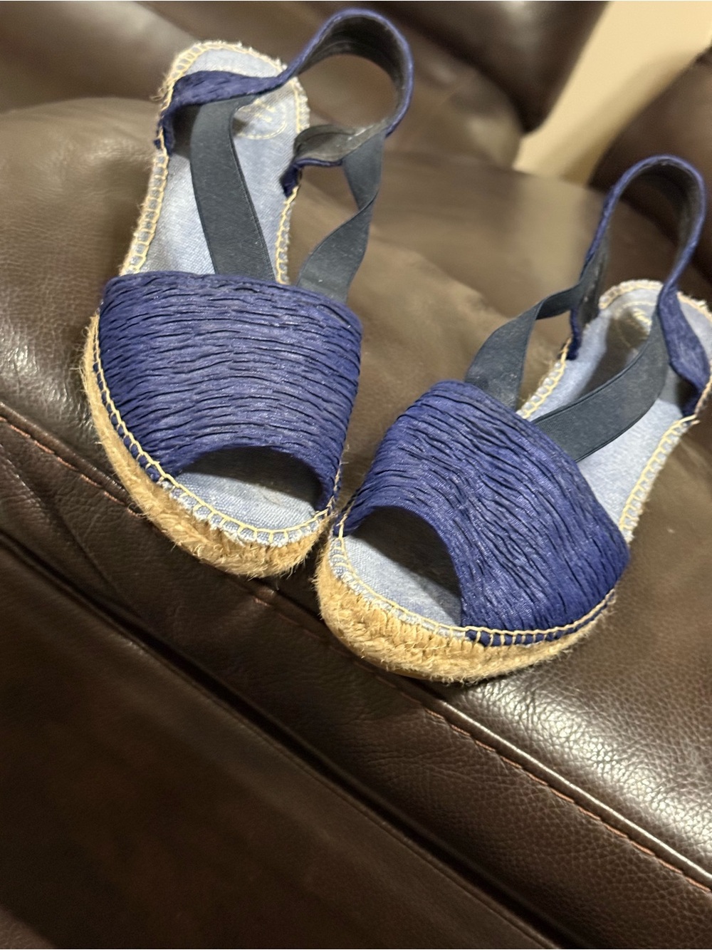 Women's Navy Espadrille Slingback Sandals